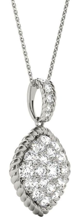 Diamond Square Pendant, 1.41 Carat on Solid 18k White Gold P20246W