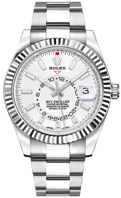 Rolex Sky-Dweller White Dial Fluted Bezel Men's Watch 326934-0001