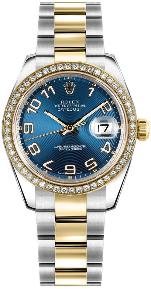 Rolex Datejust 31 Blue Dial Diamond Bezel Watch 178383