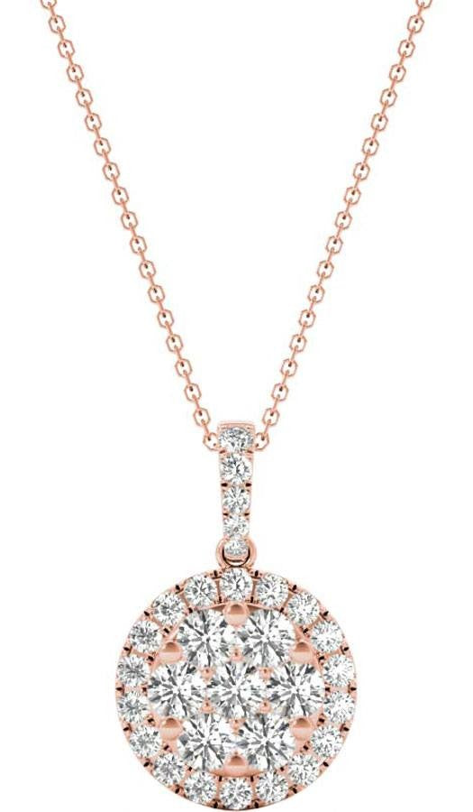 Diamond Round Pendant, .56 Carat on Solid 18k Rose Gold P20241R