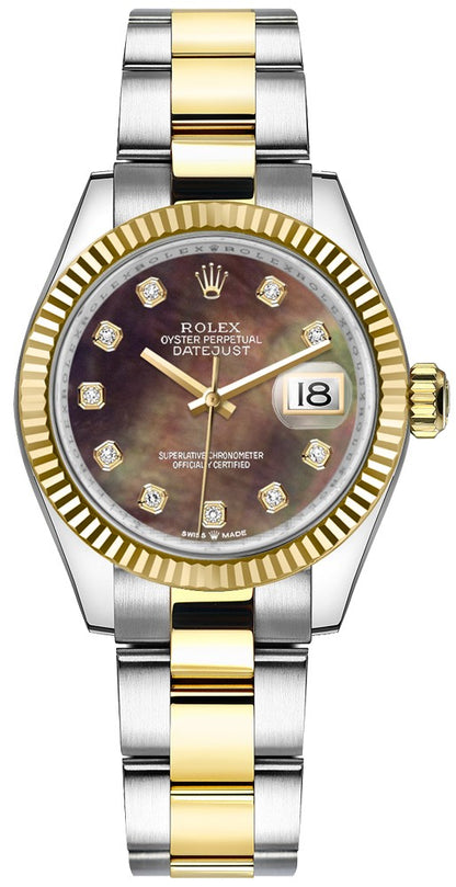 Rolex Datejust 31 Black Mother of Pearl Women's Watch 278273-0023