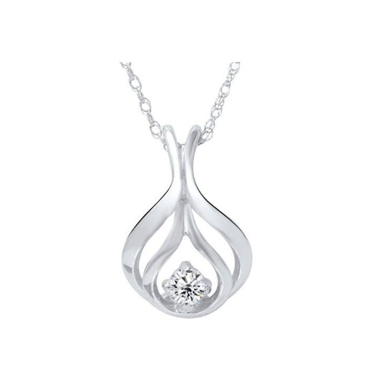 Diamond Solitaire Pendant, 0.08 Carat on Solid 10k White Gold P008SL1W