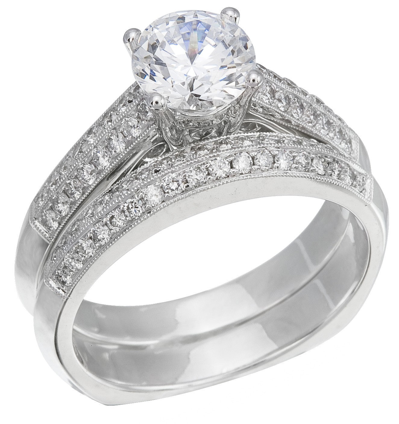 Diamond Wedding Ring Set, .46 Carat Diamonds on 14k White Gold RWG213