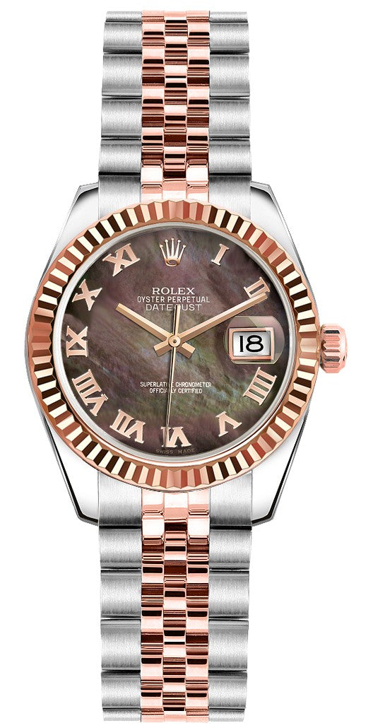 Rolex Lady-Datejust 26 Solid 18K Rose Gold & Steel Women's Watch 179171