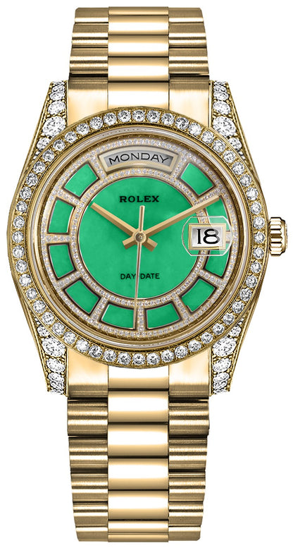 Rolex Day-Date 36 Green Dial Yellow Gold Watch 118388-0157