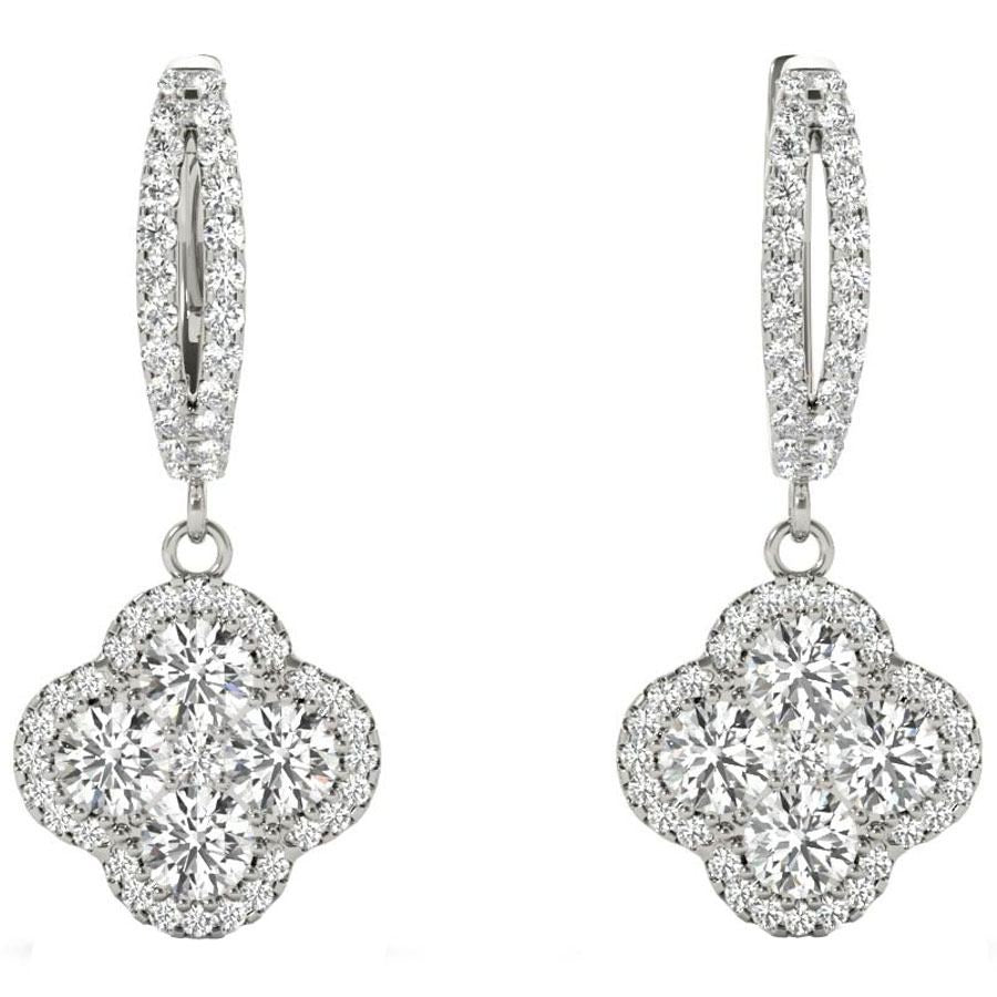 Diamond Earrings, 1.07 Carat Diamonds on Solid 18k White Gold E21973W