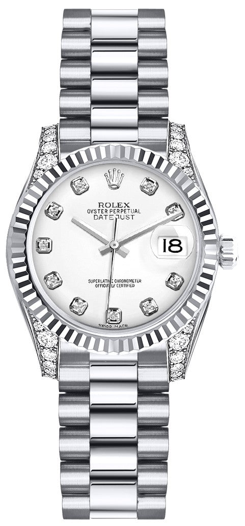 Rolex Lady-Datejust 26 White Diamond Gold Women's Watch 179239