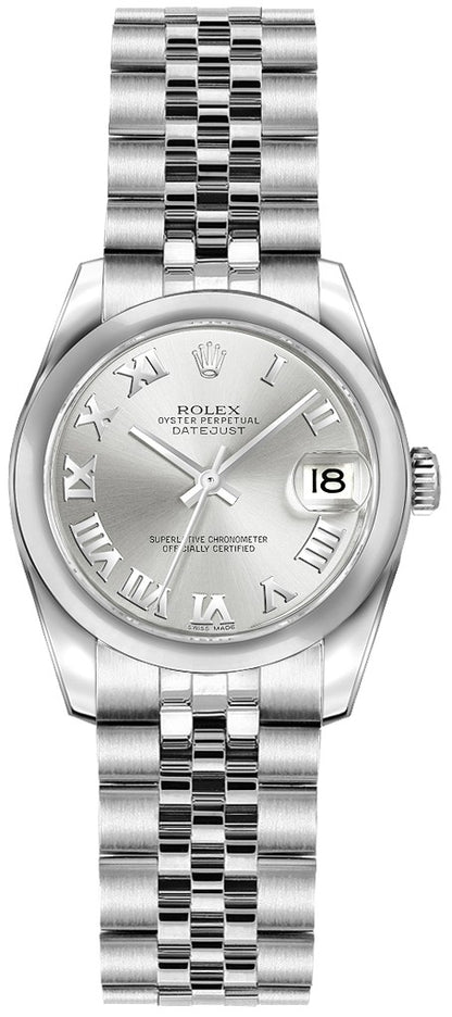 Rolex Lady-Datejust 26 Silver Roman Numeral Dial Steel Watch 179160-0036