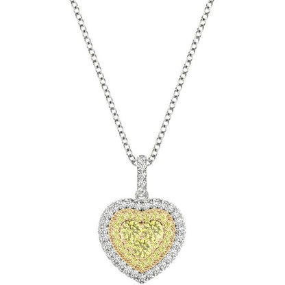 Diamond Heart Pendant, .61 Carat on Solid 18k White & Yellow Gold P21952WY