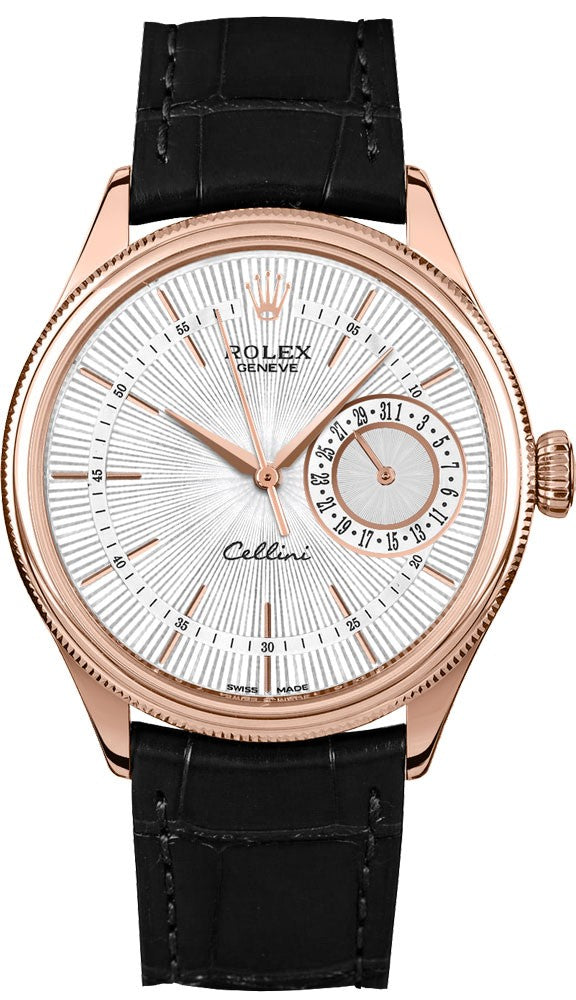 Rolex Cellini Date Silver Guilloche Dial Men's Watch 50515-0009