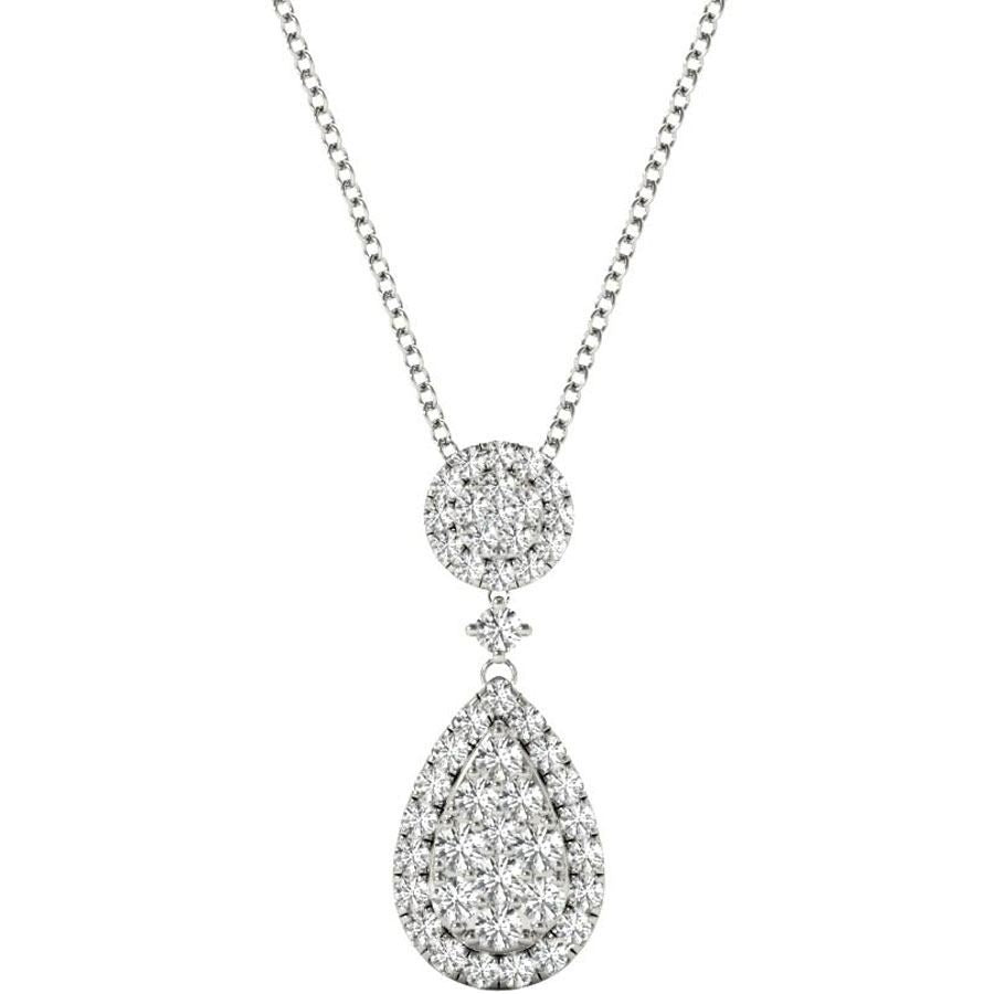 Diamond Pear Pendant, .65 Carat on Solid 18k White Gold P21959W