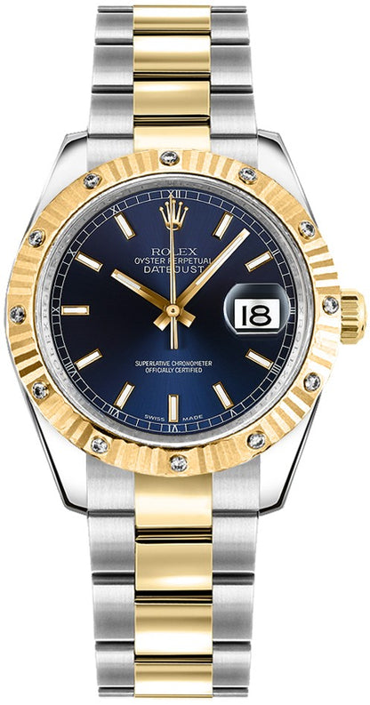 Rolex Datejust 31 Blue Dial Diamond Bezel Two Tone Watch 178313