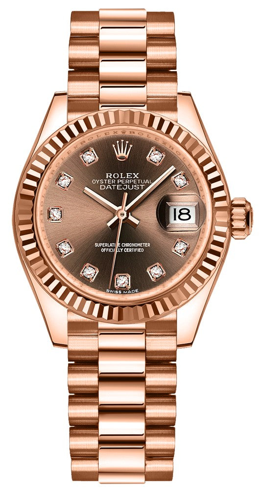 Rolex Lady-Datejust 28 Chocolate Diamond Dial Women's Watch 279175-0016