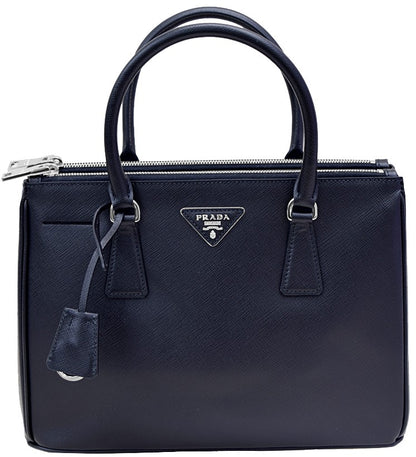 Prada Saffiano Lux Small Double-Zip Blue Tote Bag