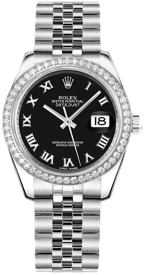 Rolex Datejust 31 Diamond White Gold Bezel Ladies Watch 178384-0039