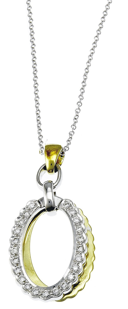 Diamond Pendant Necklace, .20 Carat Diamonds on 14k White & Yellow Gold P2T125