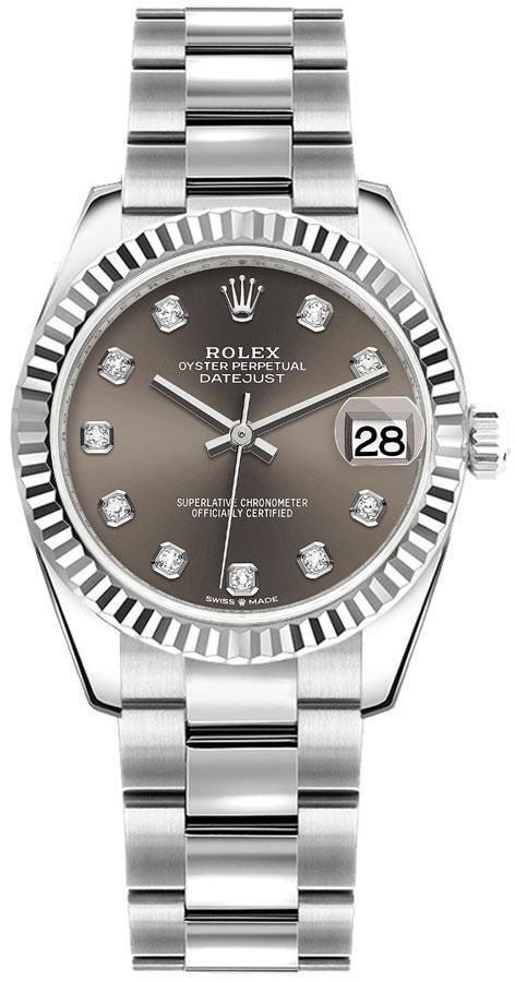 Rolex Datejust 31 Dark Grey Dial Diamonds Women's Watch 278274-0007