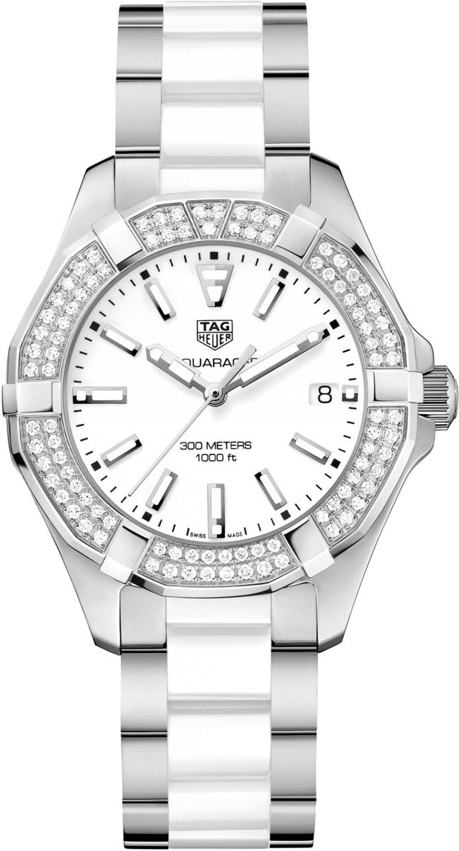 Tag Heuer Aquaracer White Dial Diamond Ladies Watch WAY131F.BA0914