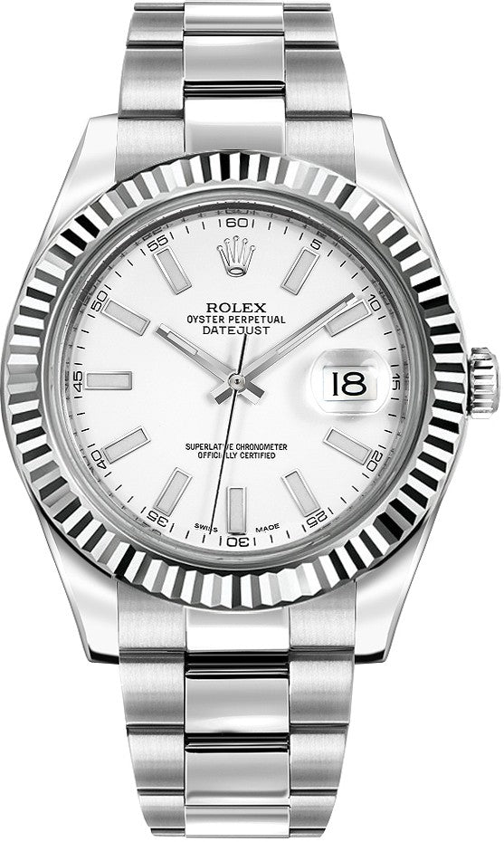 Rolex Datejust II 41 White Dial Luxury Men's Watch 116334