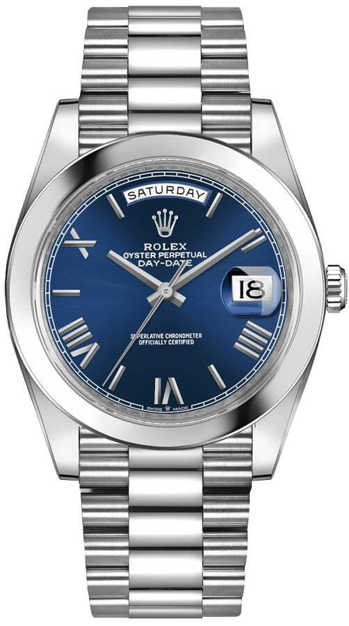 Rolex Day-Date 40 Men's Platinum Blue Dial Watch 228206-0015