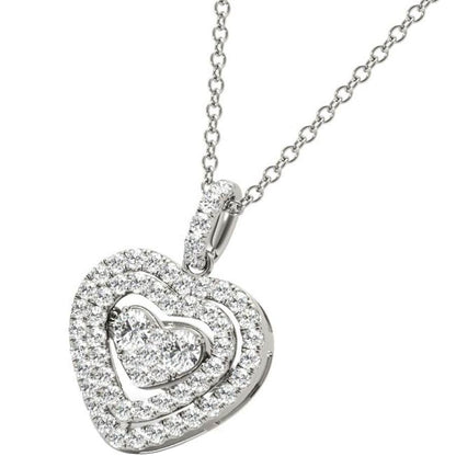 Fluttering Diamond Heart Pendant on White Gold