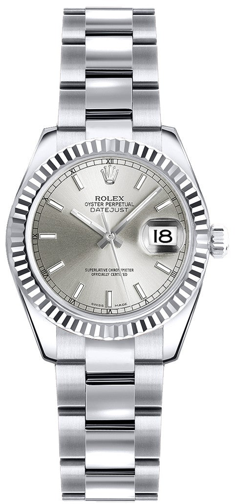 Rolex Lady-Datejust 26 Silver Dial Oyster Bracelet Watch 179179