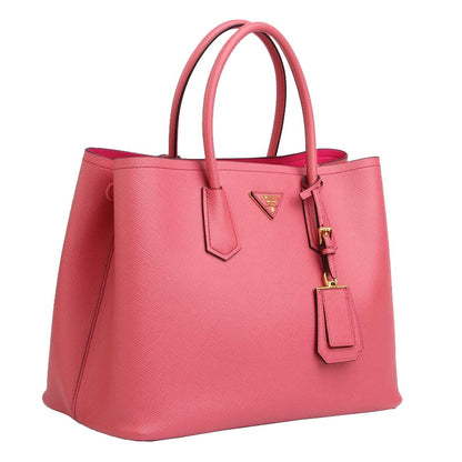 Pink Prada Saffiano Cuir Double Large Tote Bag