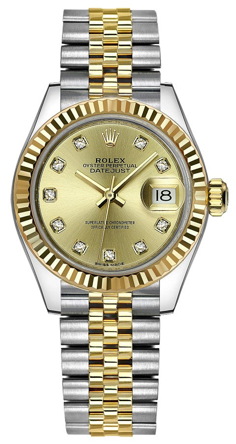 Rolex Lady-Datejust 28 Champagne Diamond Dial Women's Watch 279173-0011