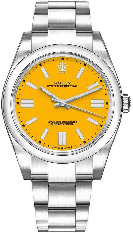 Rolex Oyster Perpetual 41 Yellow Dial Oystersteel Men's Watch 124300-0004