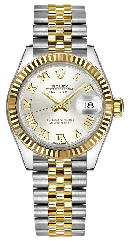 Rolex Lady-Datejust 28 Silver Roman Numeral Dial Women's Watch 279173-0005