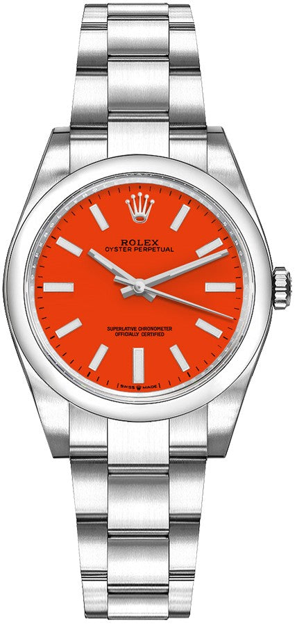 Rolex Oyster Perpetual 31 Coral Red Dial Women's Watch 277200-0008