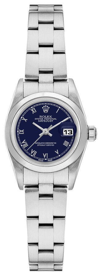 Rolex Oyster Perpetual Date 26 Blue Roman Dial Women's Watch 69190