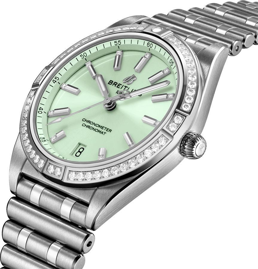 Breitling Chronomat Automatic 36 Mint Green Dial Watch A10380591L1A1