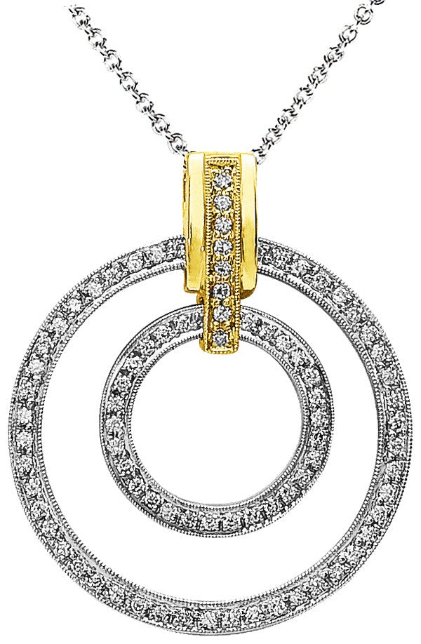 Diamond Pendant, .68 Carat Diamonds on 14K White & Yellow Gold