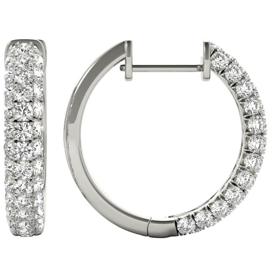 Diamond Earrings, 1.04 Carat Round Diamonds on 18k White Gold E21975W