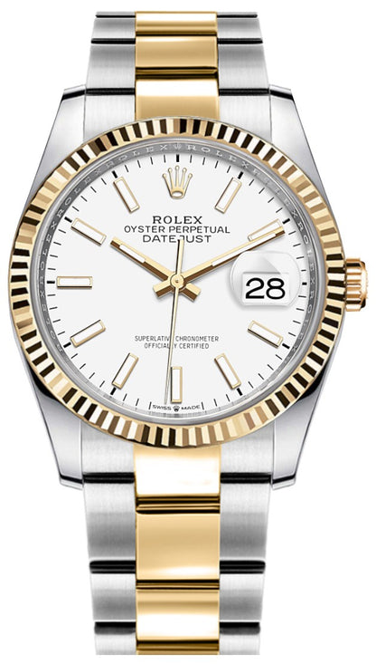 Rolex Datejust 36 White Oyster Women's Watch 126233-0020