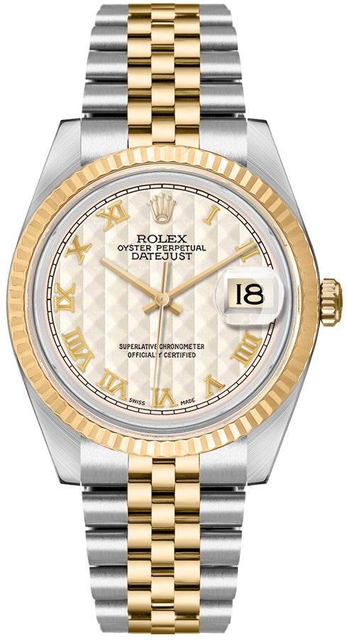 Rolex Datejust 36 Ivory Dial 18k Gold & Steel Watch 16233