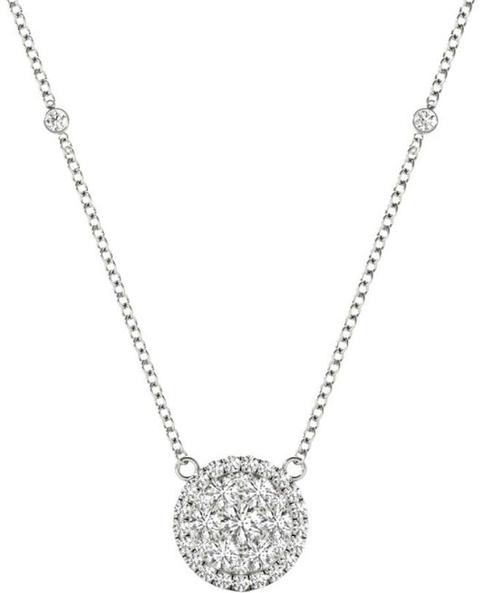 Diamond Round Pendant, .56 Carat on Solid 18k White Gold P20242W