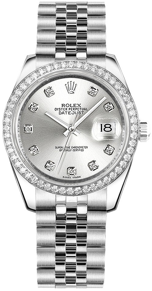 Rolex Datejust 31 Silver Diamond Dial & Bezel Watch 178384-0003