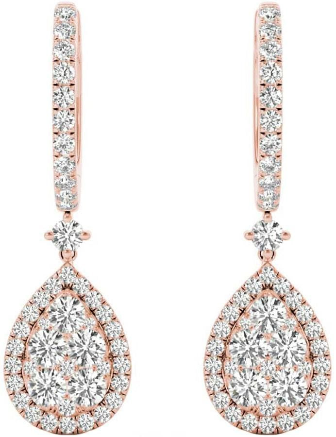 Diamond Earrings, 1.45 Carat Diamonds on Solid 18k Rose Gold E20240R