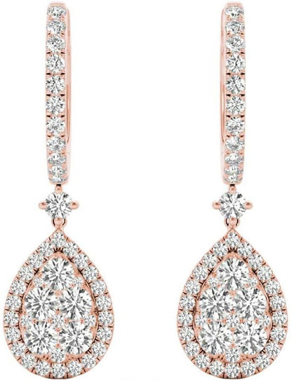 Diamond Earrings, 1.45 Carat Diamonds on Solid 18k Rose Gold E20240R