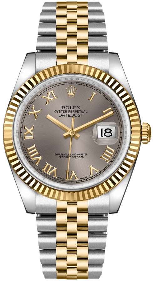 Rolex Datejust 36 Roman Numeral Fluted Bezel Watch 116233-0204