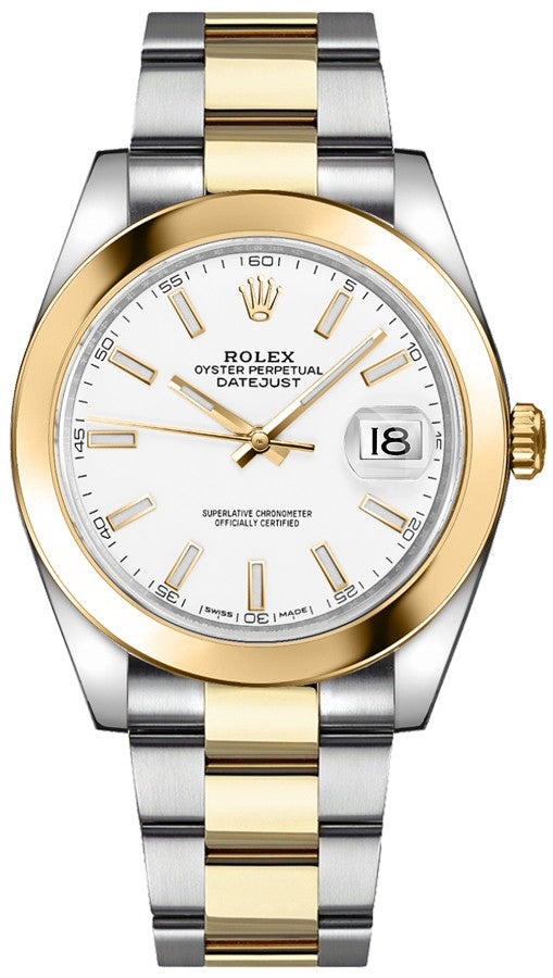 Rolex Datejust 41 White Dial Gold & Steel Men's Watch 126303-0015