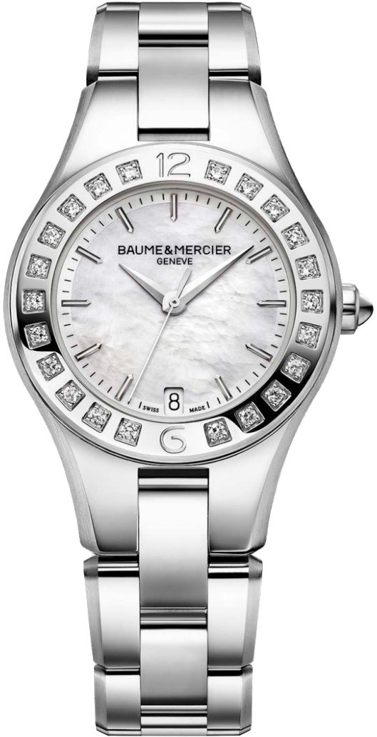 Baume & Mercier Linea Pearl White Dial & Diamonds Women's Watch 10072