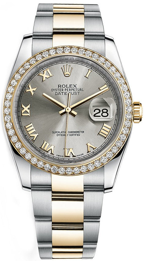 Rolex Datejust 36 Oystersteel & Yellow Gold Diamond Bezel Watch 116243-0058