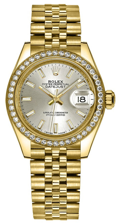 Rolex Lady-Datejust 28 Silver Dial Gold Watch 279138RBR-0012