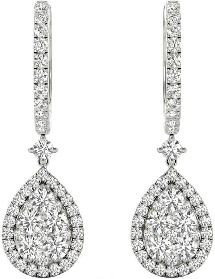 Diamond Earrings, 1.45 Carat Diamonds on Solid 18k White Gold E20240W