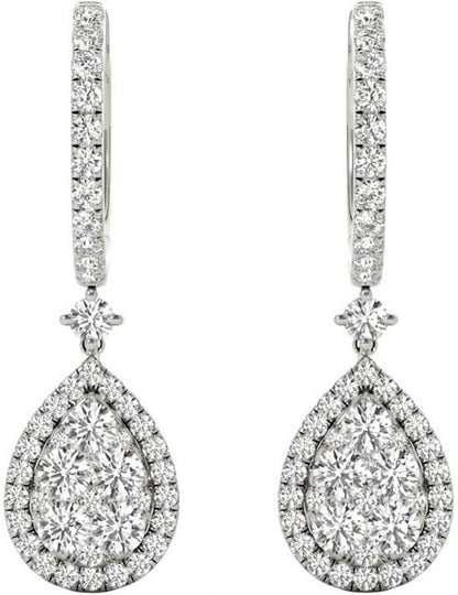 Diamond Earrings, 1.45 Carat Diamonds on Solid 18k White Gold E20240W