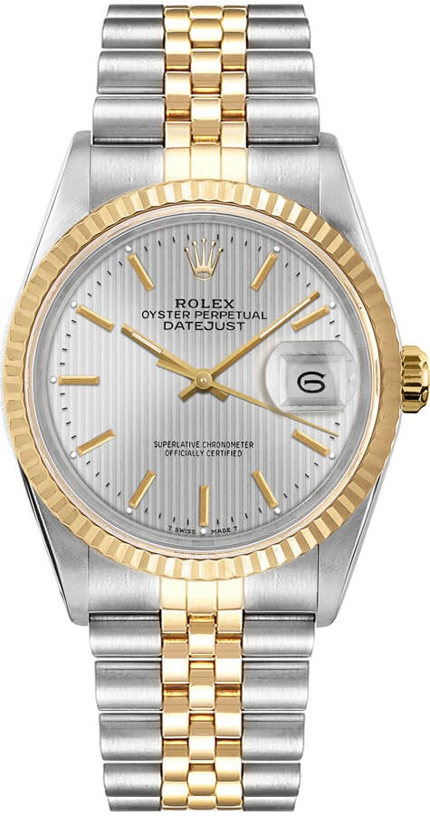 Rolex Datejust 36 Silver Dial Yellow Gold & Stainless Steel Unisex Watch 16013