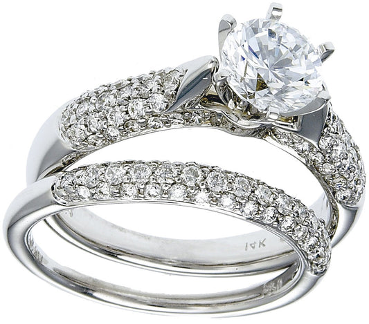 Diamond Wedding Ring Set, .74 Carat Diamonds on 14K White Gold